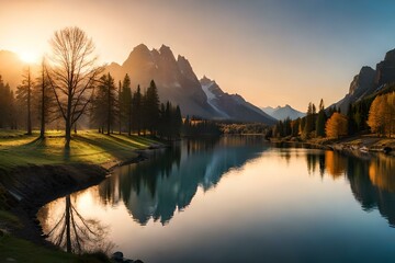 Canvas Print - sunrise over the mountains