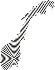 Fototapete - Norway, map country from futuristic concentric black circles