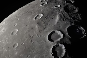 Canvas Print - close-up of the moon, with craters and mountains visible, created with generative ai