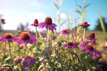 Poster - flower field. AI generated.