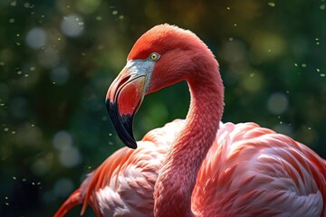 Poster - flamingo in nature close-up. AI generated.