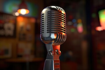Poster - microphone for karaoke. AI generated.
