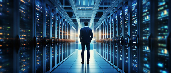 it engineer in big database server center office, high speed data transfer, server transfer, technol