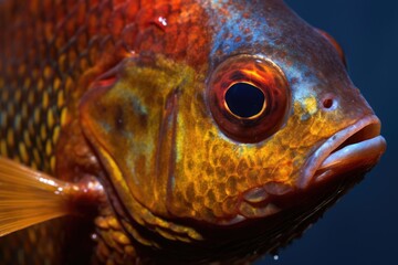 Wall Mural - Bluegill Fish Close-up Swimming in Shallow Sea