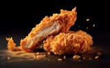 Fototapeta  - Fresh piece of crispy fried chicken