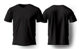 Fototapeta  - Blank black shirt mock up template, front and back view, isolated on white, plain t - shirt mockup