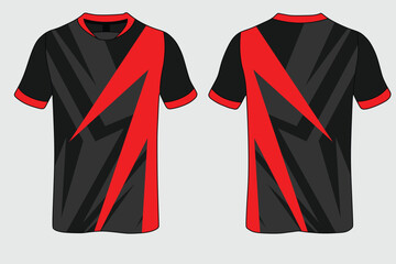 Sport t-shirt design for racing, jersey, cycling, football, gaming, motocross with black and red basic colors
