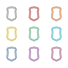 Sticker - Shield line icon isolated on white background. Set icons colorful