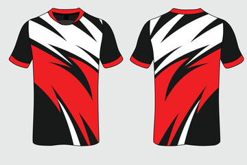 Sport t-shirt design for racing, jersey, cycling, football, gaming, motocross with black and red basic colors