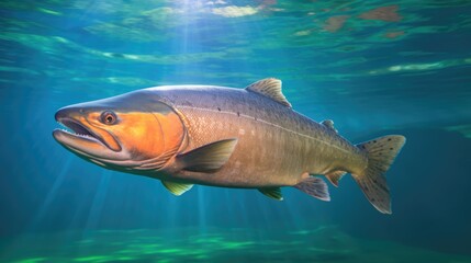 Chinook Salmon Swimming in the Shallows