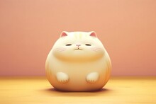 Fat Cartoon Cat On A Orange Background