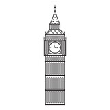 Fototapeta Big Ben - London's landmark Big Ben, the big clock. Vector illustration in black tones vector silhouette illustration of the sights of London, England.