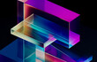 © ADDICTIVE STOCK - Generative AI abstract illustration of geometric shapes and structures in colorful neon colors and lights in cyberspace against dark background