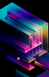 © ADDICTIVE STOCK - Generative AI abstract illustration of geometric shapes and structures in colorful neon colors and lights in cyberspace against dark background