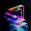 © ADDICTIVE STOCK - Generative AI abstract illustration of geometric shapes and structures in colorful neon colors and lights in cyberspace against dark background