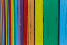 A Painted Fence Colorful Wooden Background	