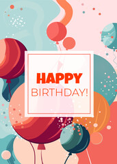 Wall Mural - Birthday greeting cards design with cake. Abstract creative artistic templates. Suitable for poster, greeting and business card, invitation, flyer, banner, brochure, email header