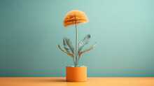 Orange Flower In Vase HD 8K Wallpaper Stock Photographic Image