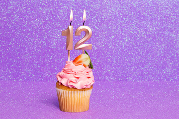 Cupcake With Number For Celebration Of Birthday Or Anniversary