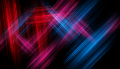 Poster - Abstract background blurred blue pink red colorful rays light on black with the gradient texture lines effect motion design pattern graphic.	
