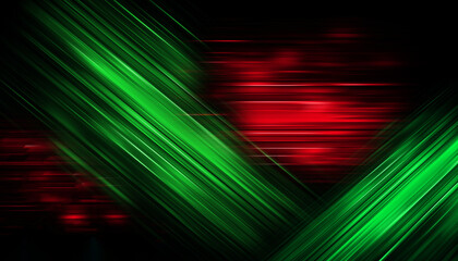Poster - Abstract background blurred green red colorful rays light on black with the gradient texture lines effect motion design pattern graphic.	
