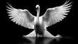 A graceful swan spreading its wings on a transparent background. Generative AI.