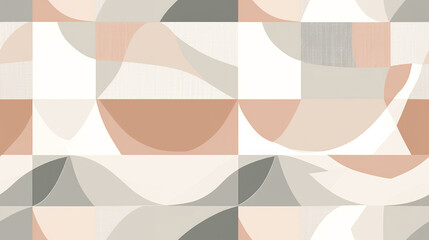 Seamless pattern background inspired by Scandinavian design with warm whites and pale pastels, geometric shapes sleek lines, minimalistic elements