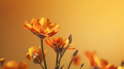 Wall Mural - orange flower on black background HD 8K wallpaper Stock Photographic Image