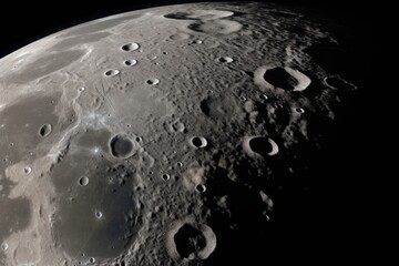 Poster - close-up of moon, with its surface visible in great detail, created with generative ai