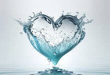 Blue Heart Falling Into The Water With A Splash. Generative AI