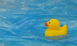 Pollution Plastic In Sea with Yellow Rubber Duck Toy