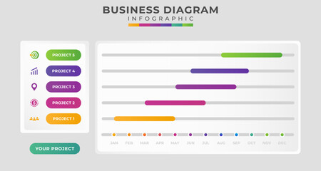 gantt chart modern timeline diagram calendar. presentation vector infographic template for business.