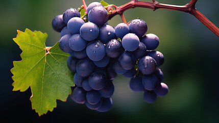 Wall Mural - red grapes on vine HD 8K wallpaper Stock Photographic Image