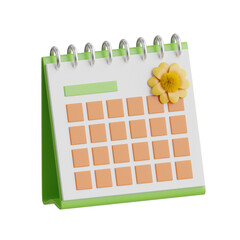 Poster - 3d Spring Calendar. icon isolated on white background. 3d rendering illustration