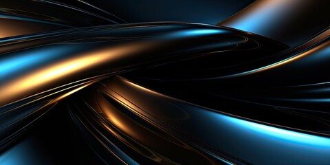 Wall Mural - Generative AI illustration of abstract luxury metal background, gradient color dark with gold blue elegant color.