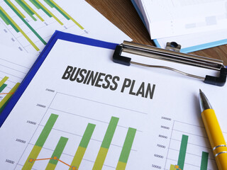 Poster - Business plan strategy is shown using the text with presentation
