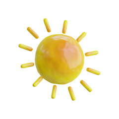 Poster - 3d Sun. icon isolated on white background. 3d rendering illustration