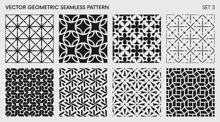 Fototapete - Seamless vector elegant abstract geometric pattern for various design, Black and white rhythmic repeating texture, creative modern background with element various shapes, set 3
