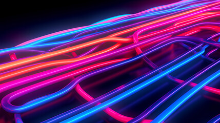 Wall Mural - abstract neon lights into digital technology. futuristic technology abstract background with lines f
