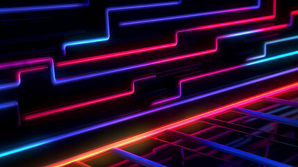 Wall Mural - abstract neon lights into digital technology. futuristic technology abstract background with lines f
