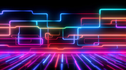 Wall Mural - abstract neon lights into digital technology. futuristic technology abstract background with lines f