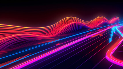 Wall Mural - abstract neon lights into digital technology. futuristic technology abstract background with lines f