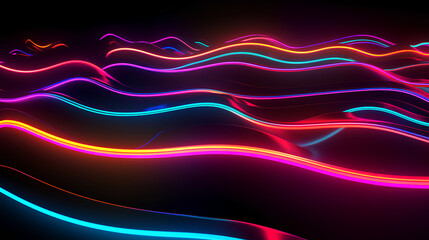 Wall Mural - abstract neon lights into digital technology. futuristic technology abstract background with lines f