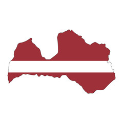 latvia map silhouette with flag isolated on white background