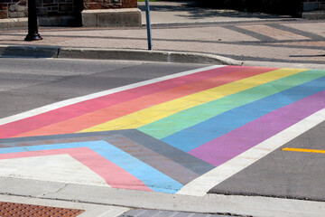 Pride Rainbow LGBT Sidewalk Crosswalk on city road