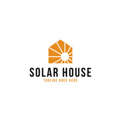 Wall Mural - Creative Solar Panel with House Logo Design Concept Vector Illustration Symbol Icon