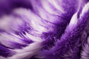 Wall Mural - Ultra Violet feathers closeup Abstract pastel purple soft fluffy texture background design, ai generative