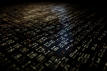 Poster - bits and bytes on a dark background. binary code. Generative AI