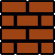 Brick block in the style of an old video game. Lucky block. Vector illustration