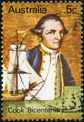 Wall Mural - AUSTRALIA - 1970: shows Captain James Cook and shop Endeavour, 1970